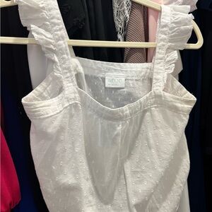 White Ruffled Sleeveless Top